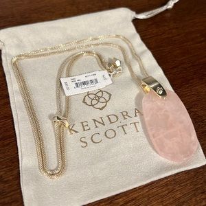 Kendra Scott Inez Gold Long Pendant Necklace in rose quartz